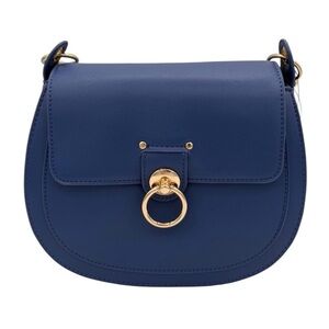 Badgley Mischka Elegant Blue Leather Shoulder Bag
